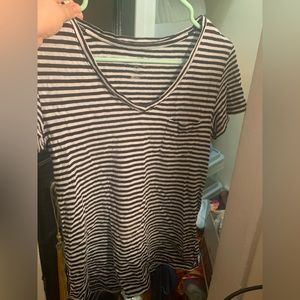 black and white striped v neck universal thread xs shirt (from a home with cats)